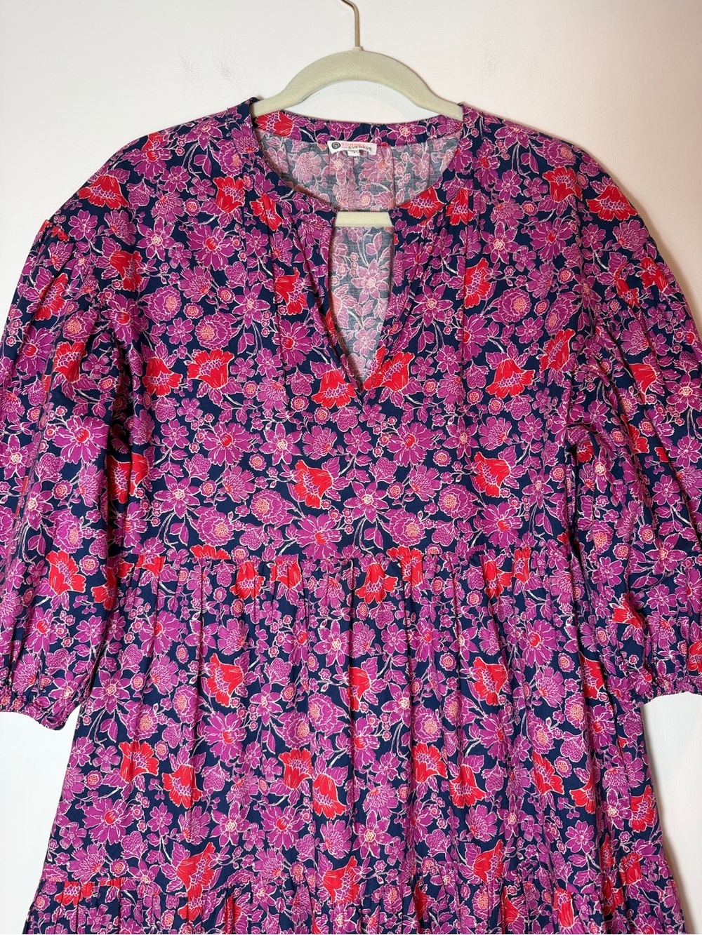SUNDRY for Evereve Anywhere Ditzy Floral Pink Red Navy Mini Dress Size 1 Small - Picture 2 of 11